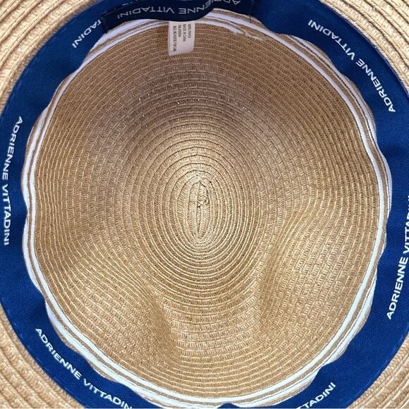 Adrienne Vittadini straw fedora‎ hat in Toast w/ white stripe band One Size NWT